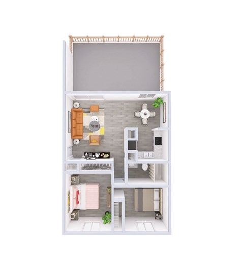 Floor plan for 2 beds, 1 bath, 1140 sqft